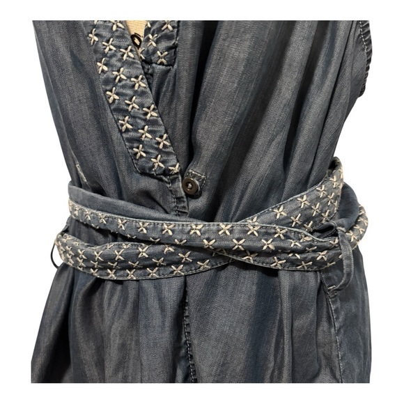 Holding Horses Anthropologie XL Stylish Blue Wrap Tank Top with Belt - Picture 7 of 13